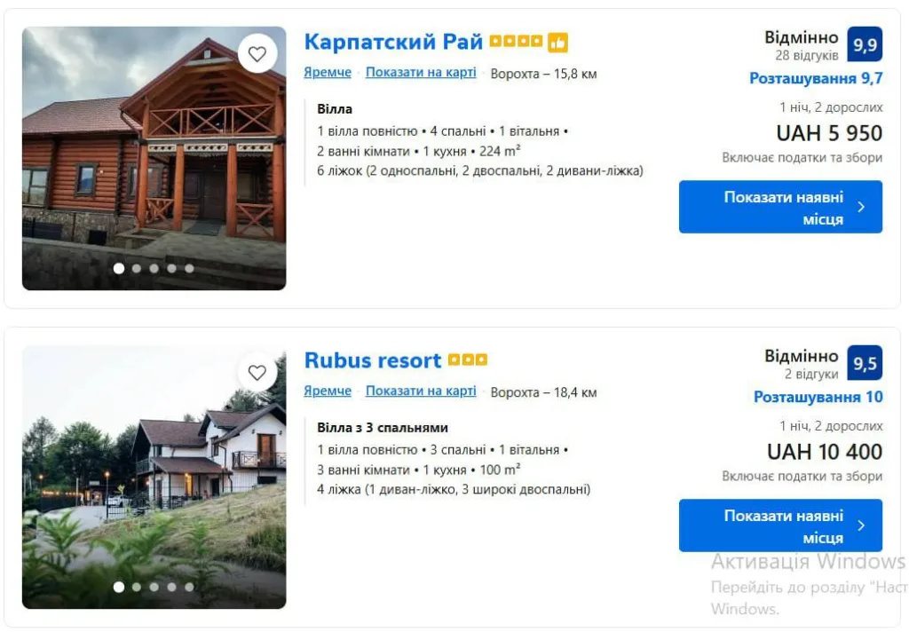 Фото вілл Карпатський Рай і Rubus resort Яремче