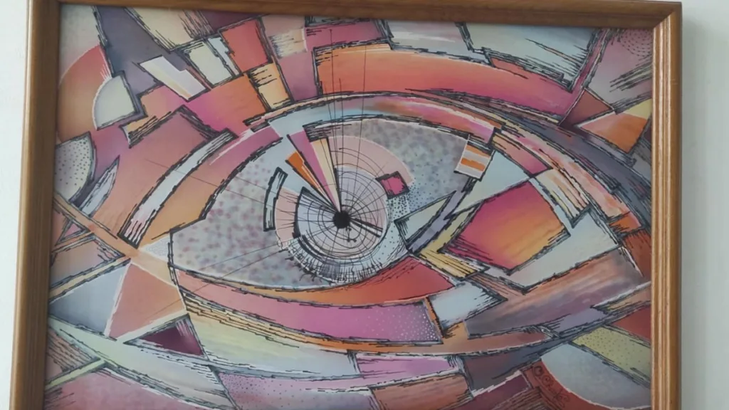 Абстрактне око у рожево-помаранчевих тонах