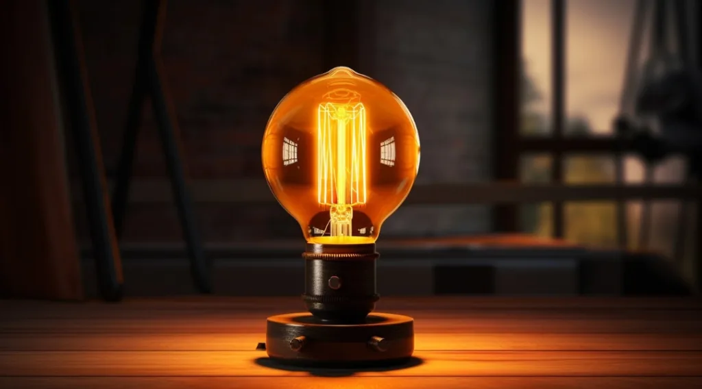 Ретро світлова лампа на дерев’яному столі