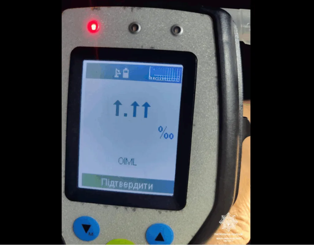 Алкотестер показує результат вимірювання алкоголю