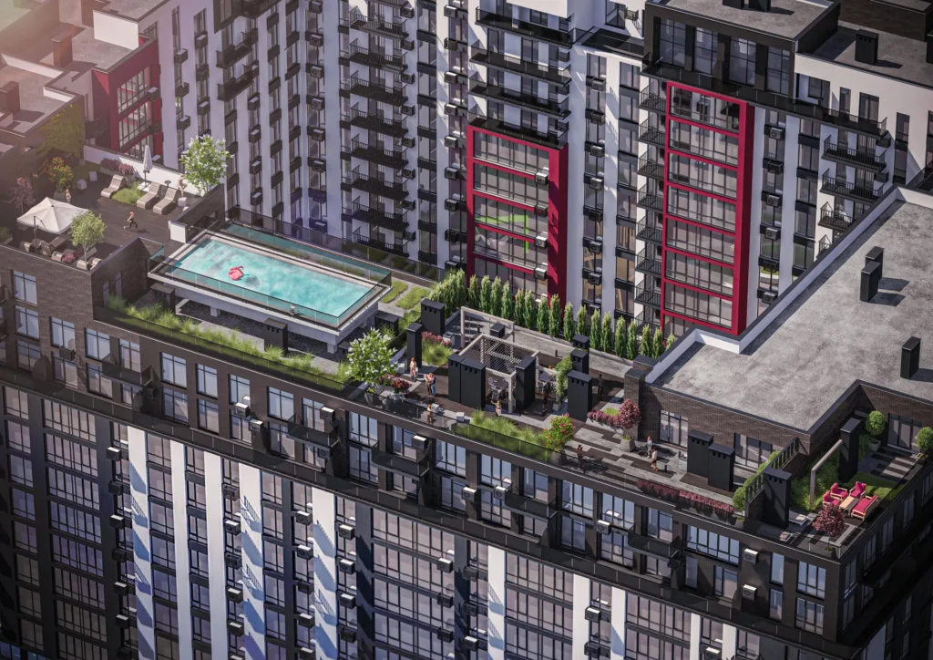 Сучасний житловий комплекс із басейном на даху