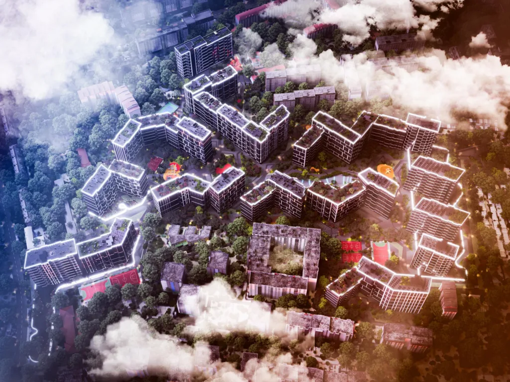 Сучасний житловий комплекс із висоти пташиного польоту