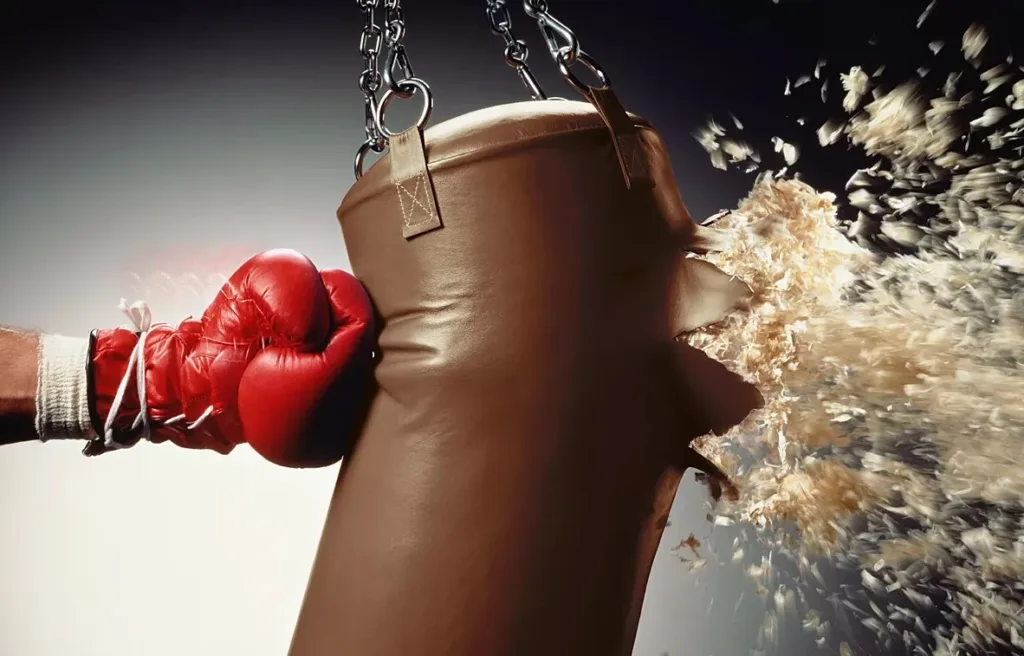Удар боксерською рукавичкою по мішку