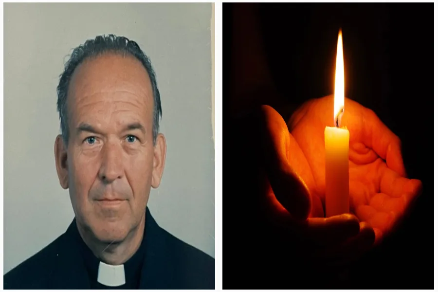 Портрет священика та свічка в руках