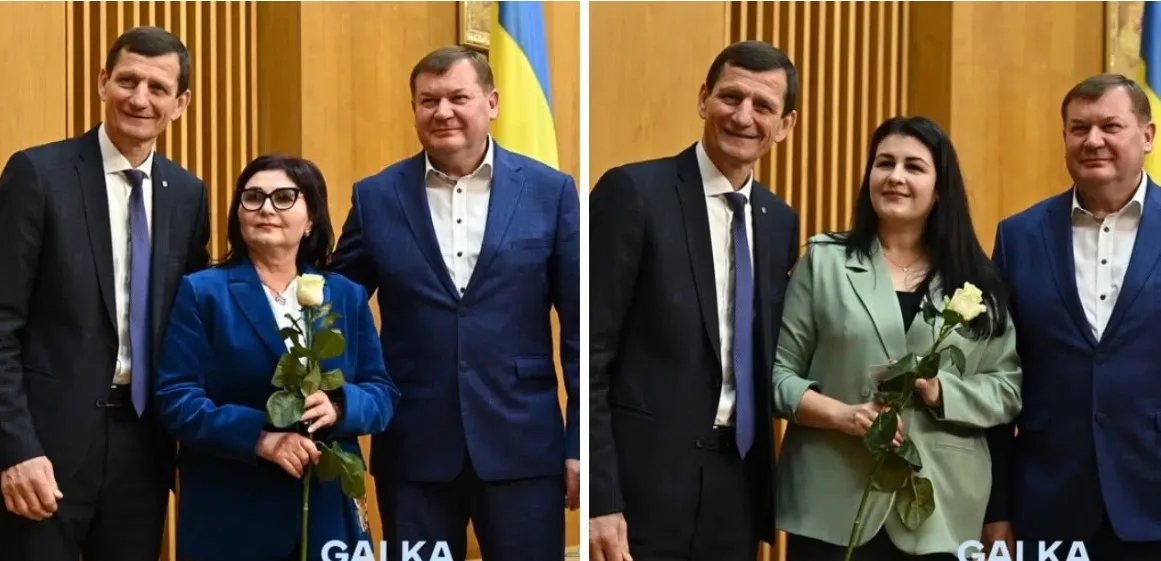 Вручення квітів на урочистій церемонії в Україні