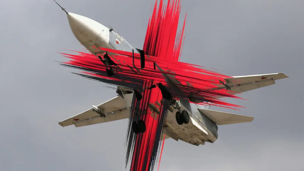 Військовий літак із червоним художнім ефектом
