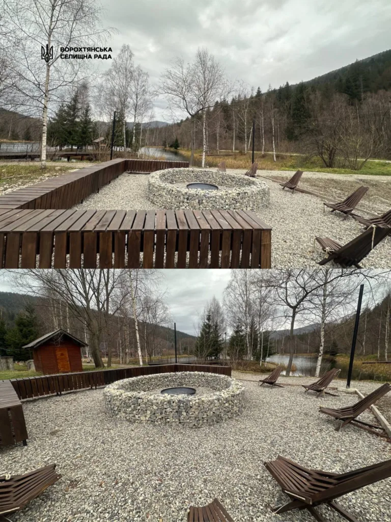 Зона відпочинку біля вогнища у Ворохті