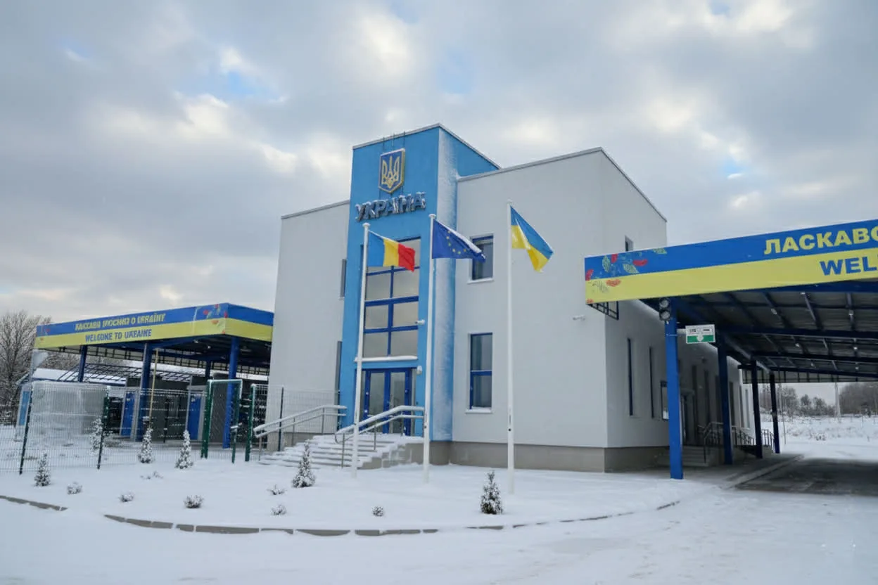 Український прикордонний пункт взимку