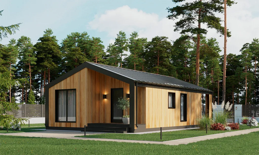 Сучасний дерев'яний будинок серед соснового лісу