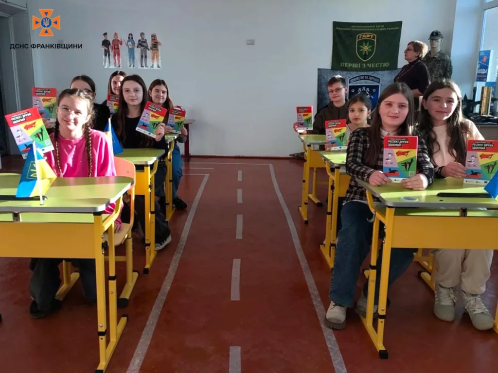 Учні тримають книжки на уроці безпеки