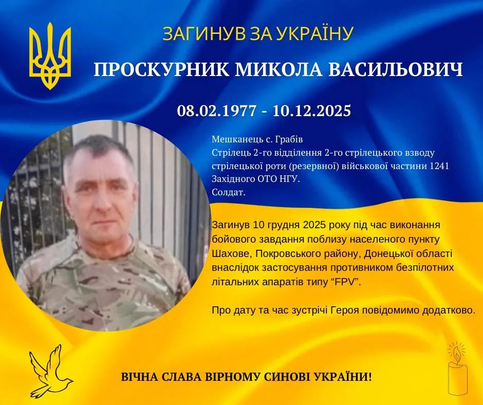 Пам’ятний плакат загиблого захисника України