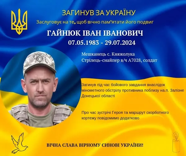 Меморіальний плакат загиблого українського солдата