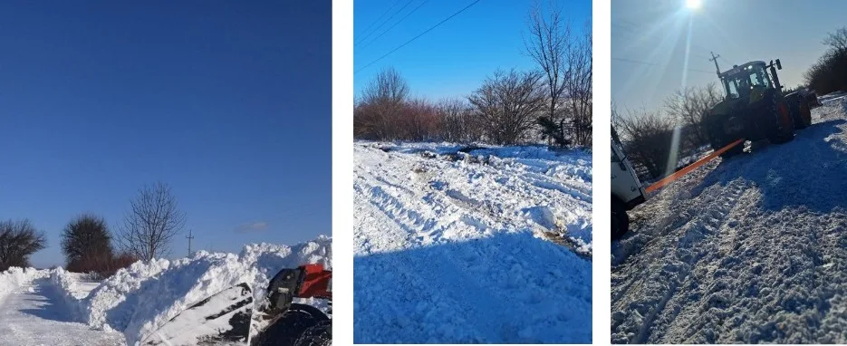 Очищення засніженої дороги трактором взимку