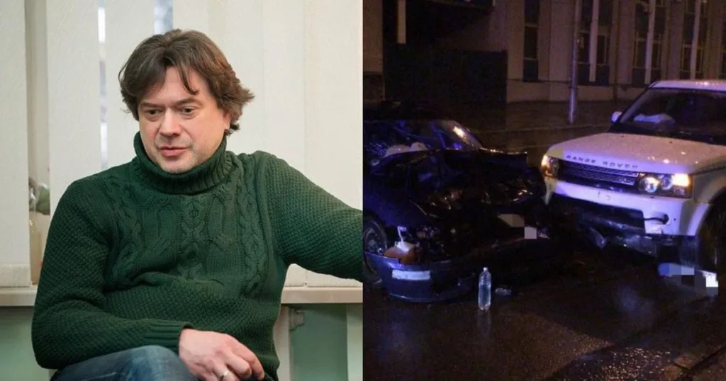 Чоловік у светрі та автомобільна аварія вночі