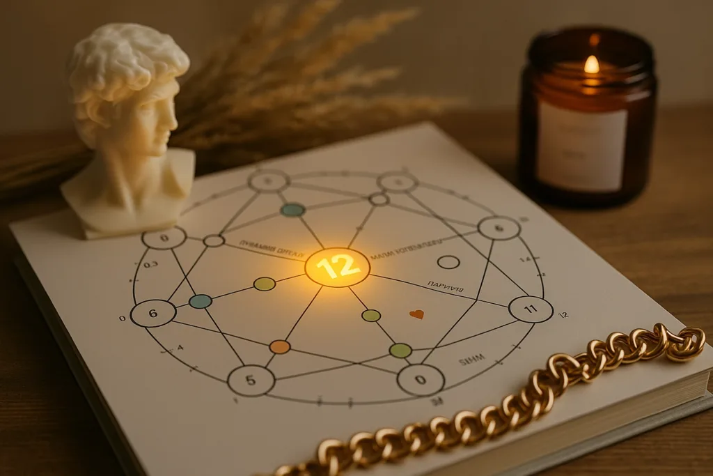 Астрологічна карта з підсвіченим номером 12