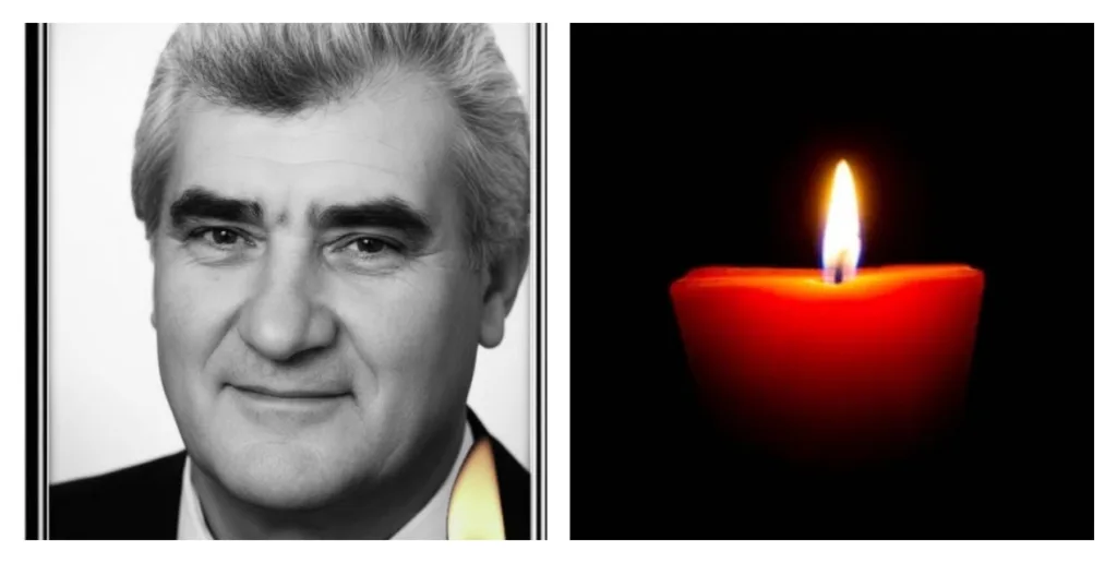 Чорно-білий портрет чоловіка та запалена свічка