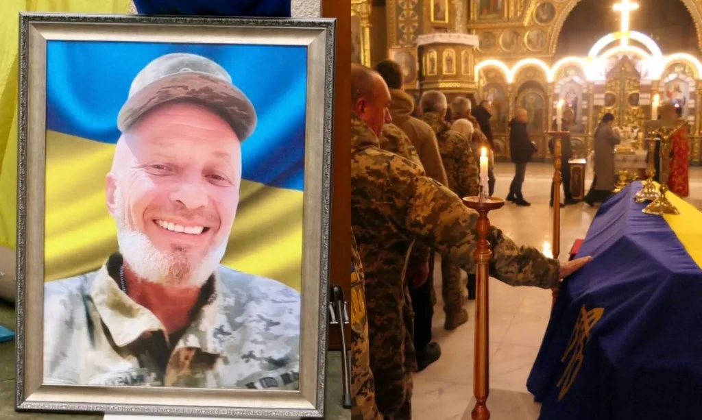 Прощання з українським військовим у храмі