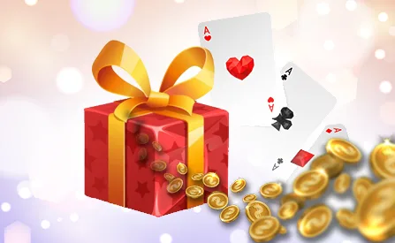 Подарунок, карти та золоті монети казино