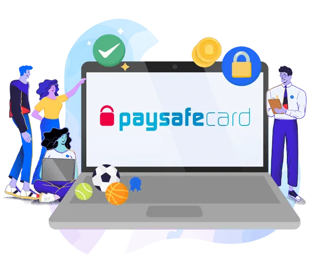 Логотип Paysafecard на екрані ноутбука