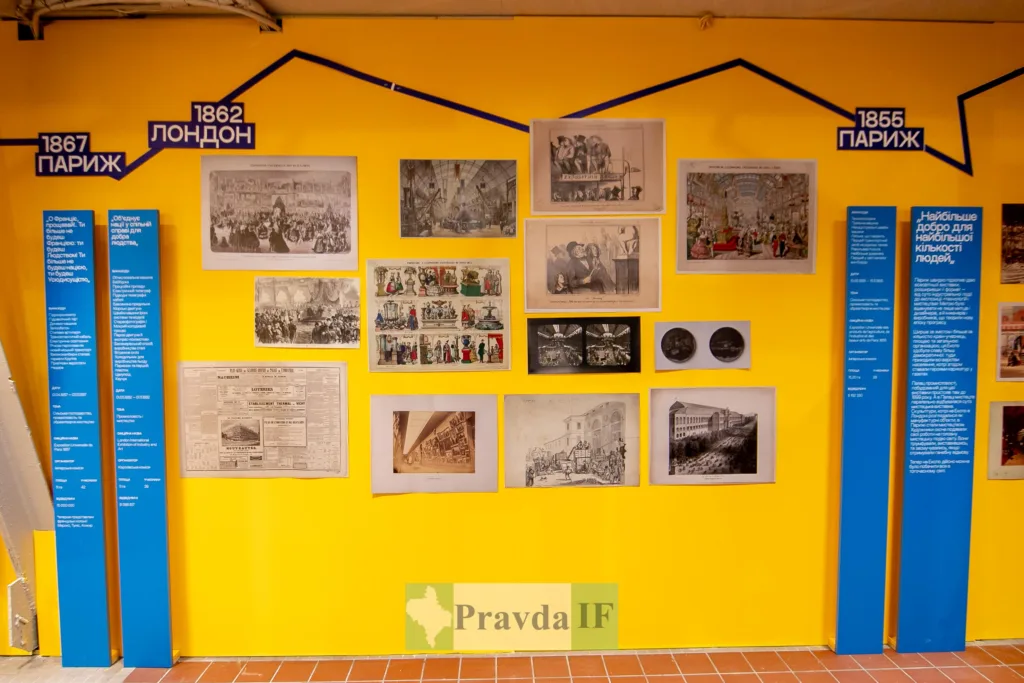 Виставкова стіна з історичними зображеннями та текстами