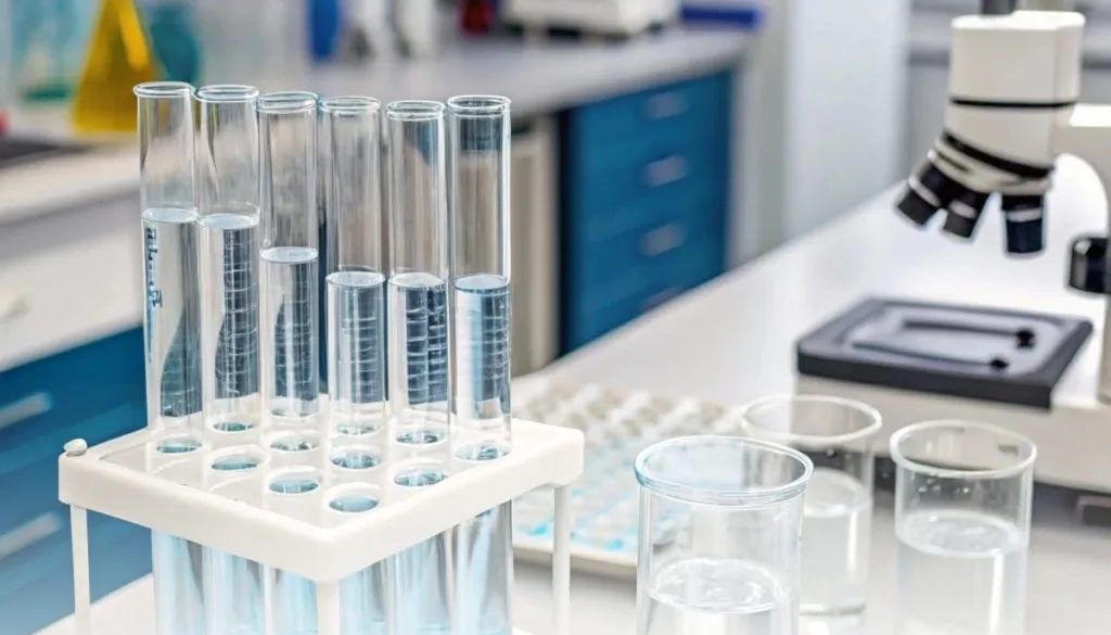 Пробірки з рідиною у лабораторії