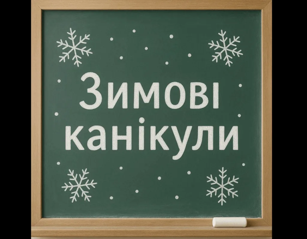 Напис Зимові канікули на шкільній дошці