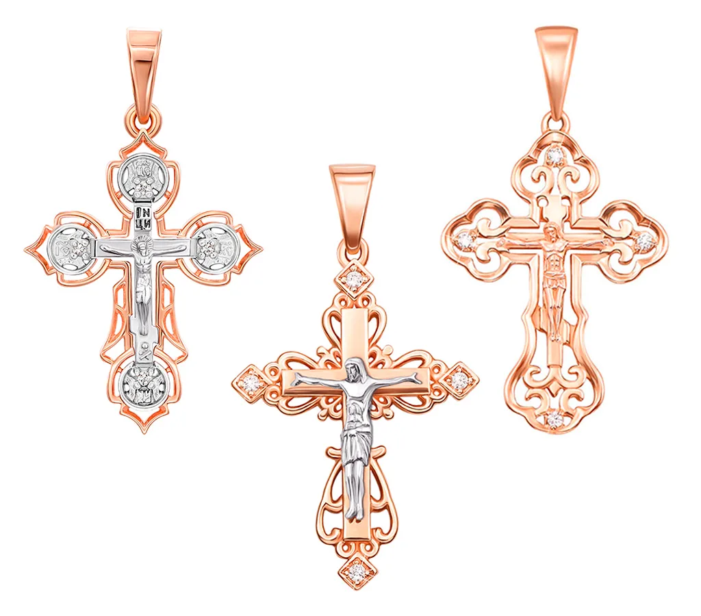 Золоті хрести з розп’яттям для прикраси