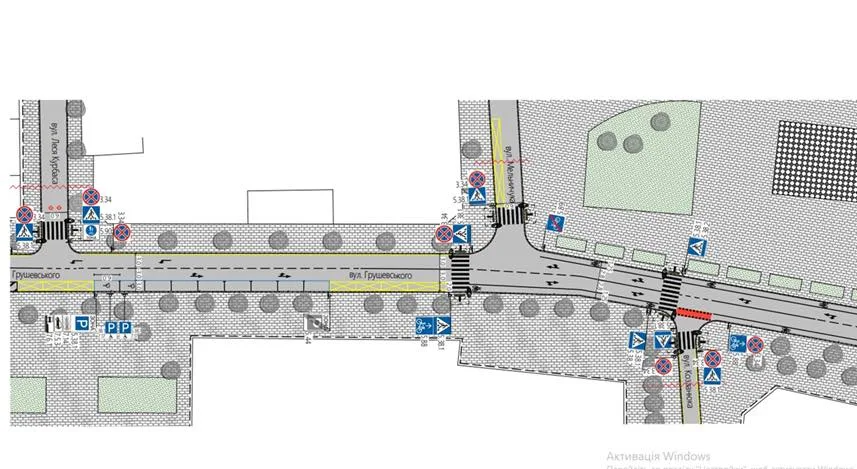 Схема дорожнього руху на вулиці Грушевського