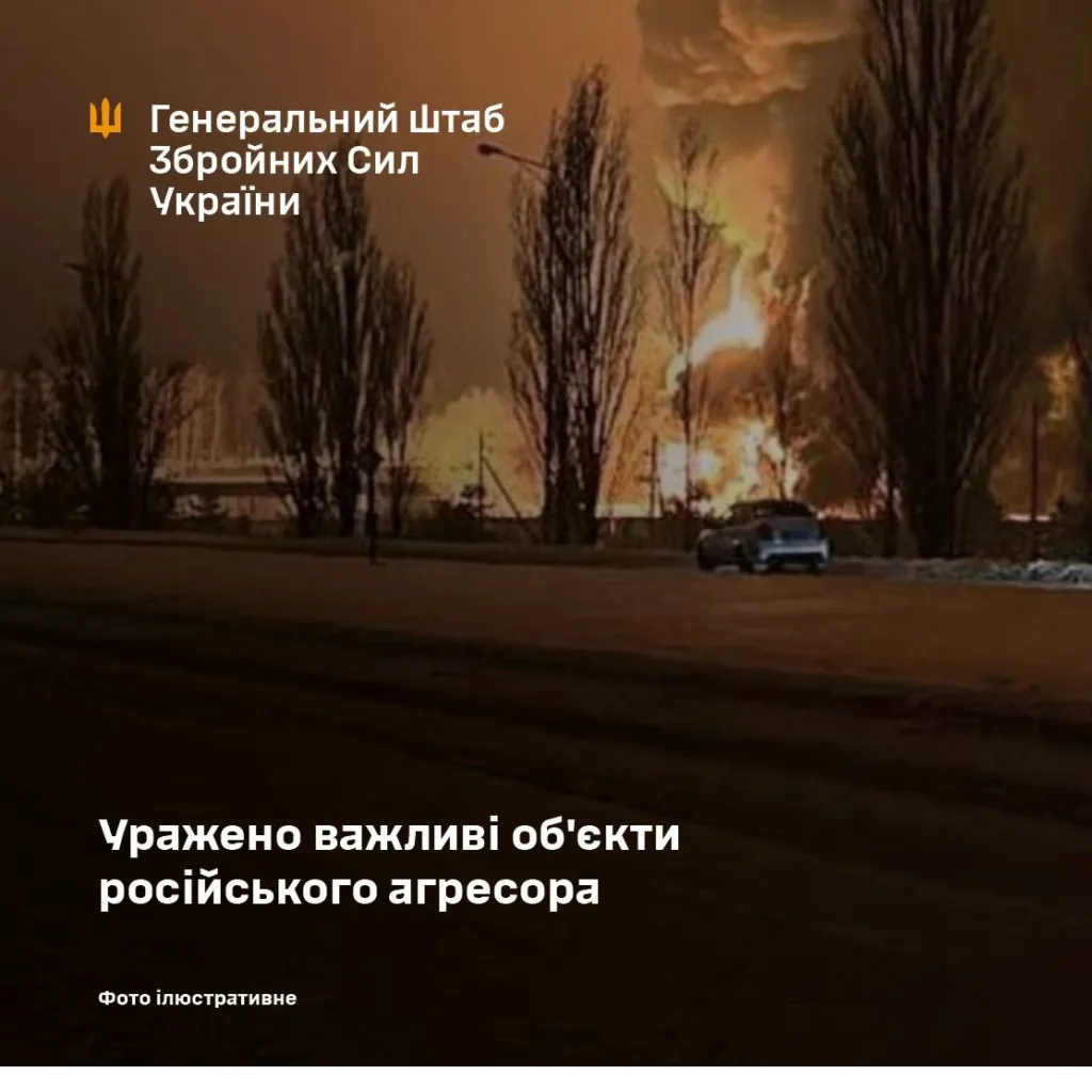 Пожежа після удару по об'єктах агресора