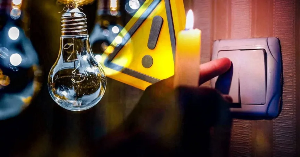 Відключення електроенергії, свічка та вимикач світла