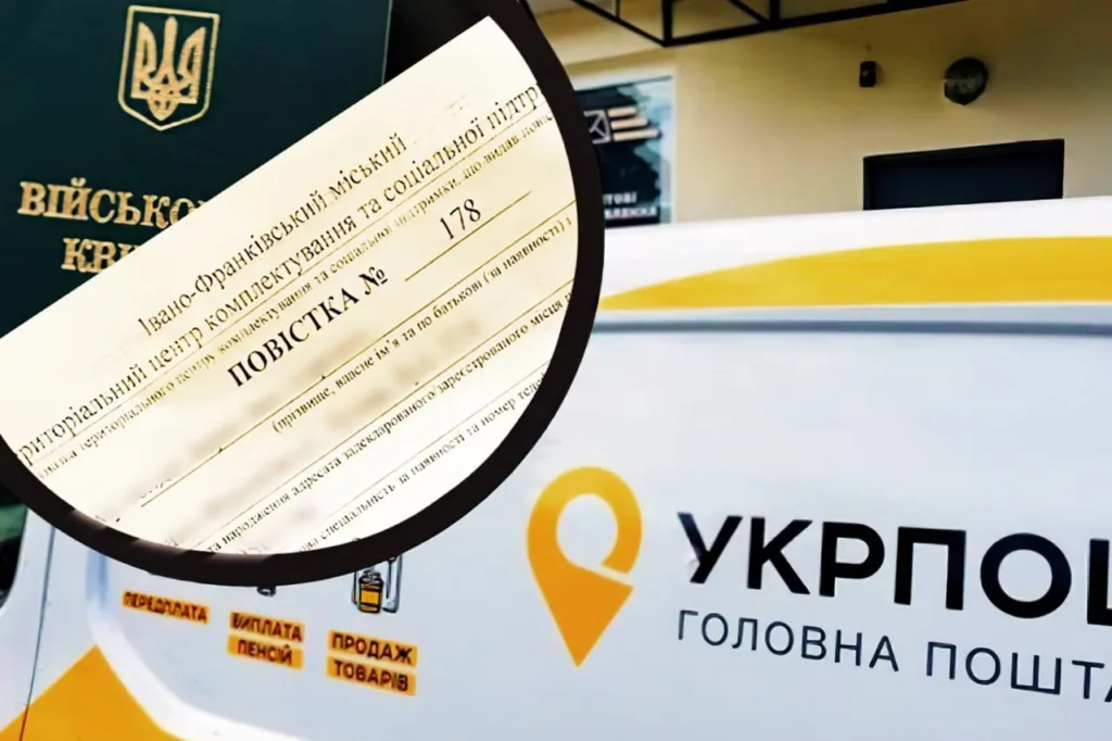Повістка та автомобіль Укрпошти в Україні