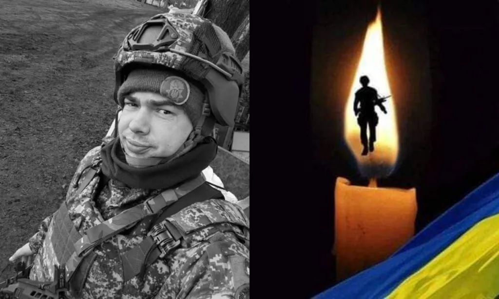 Український військовий і свічка пам’яті героїв