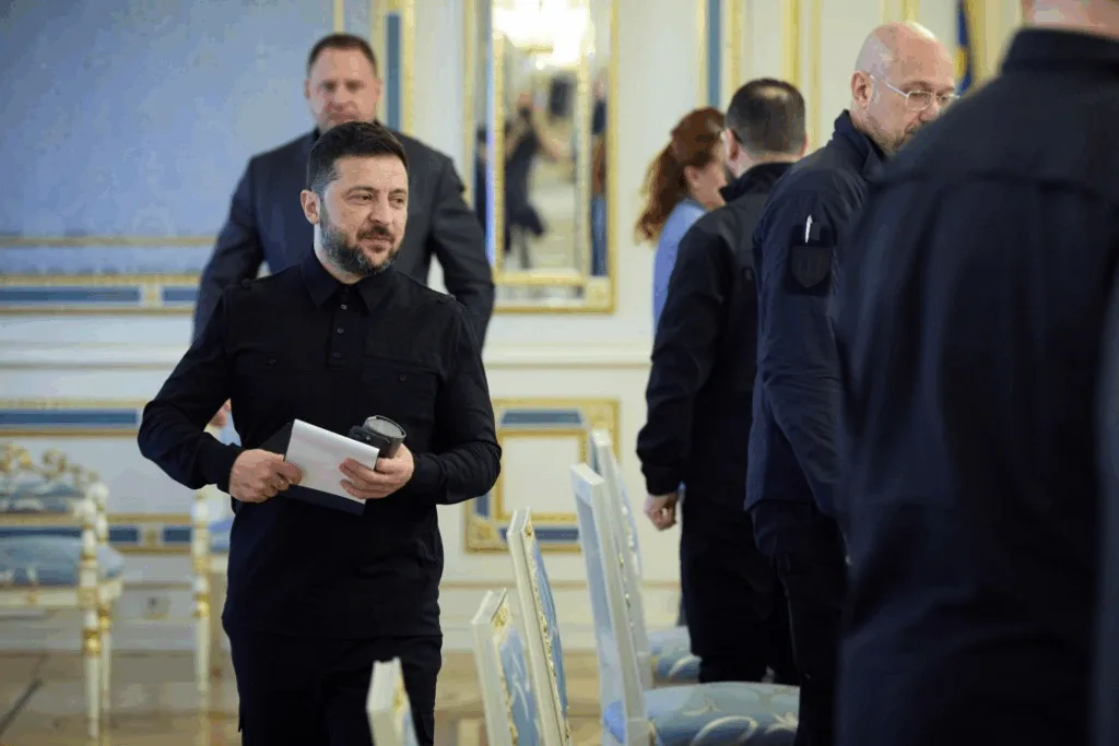 Люди на офіційній зустрічі у Києві