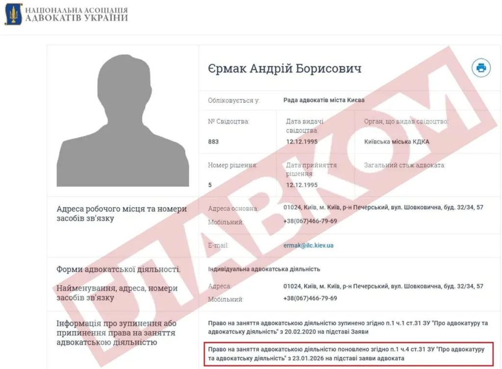 Профіль адвоката на сайті НААУ