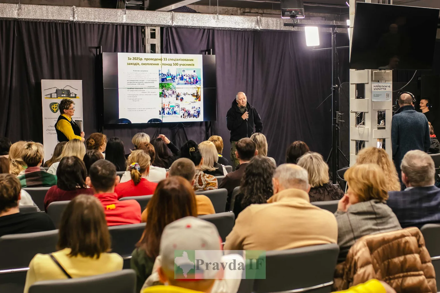 Презентація перед аудиторією з доповіддю на екрані