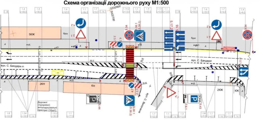 Схема організації дорожнього руху на вулиці Бандери