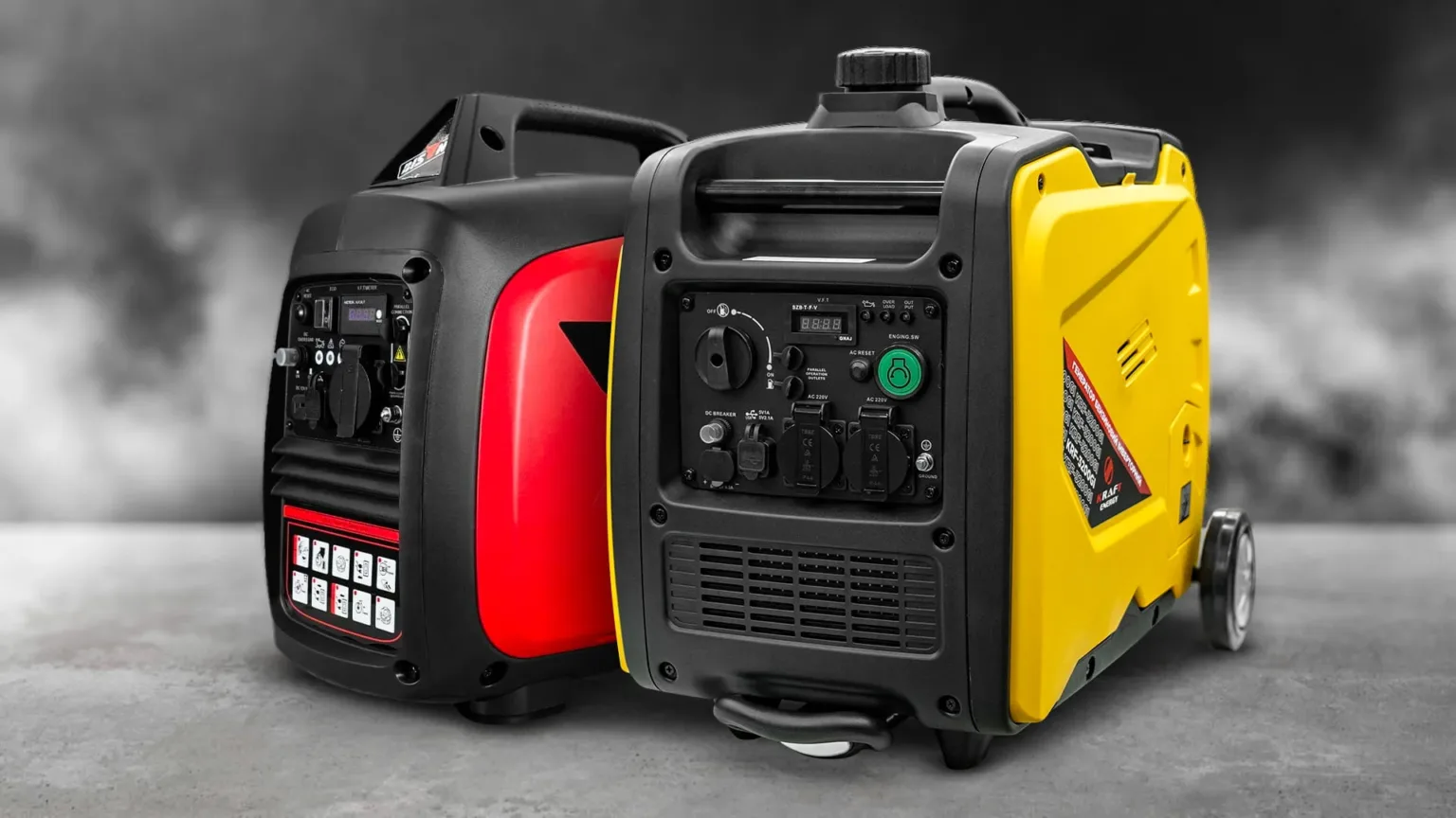 Портативні інверторні генератори червоний і жовтий