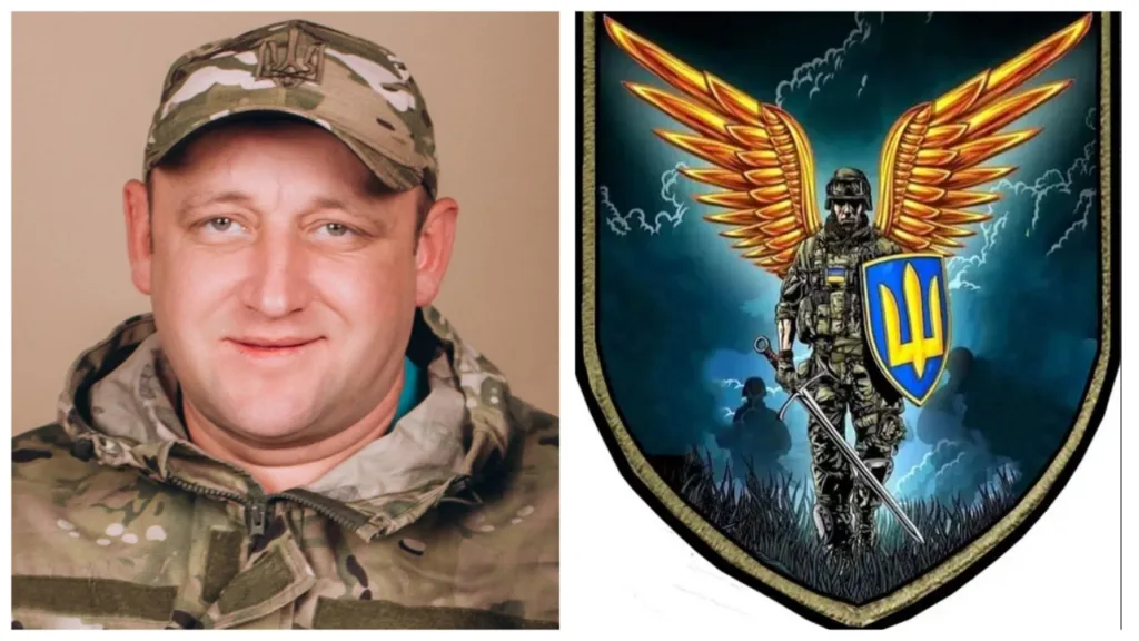 Український військовий та герб з крилами