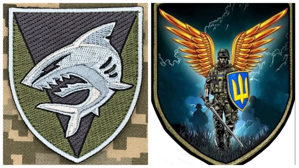 Військові шеврони України із акулою та воїном