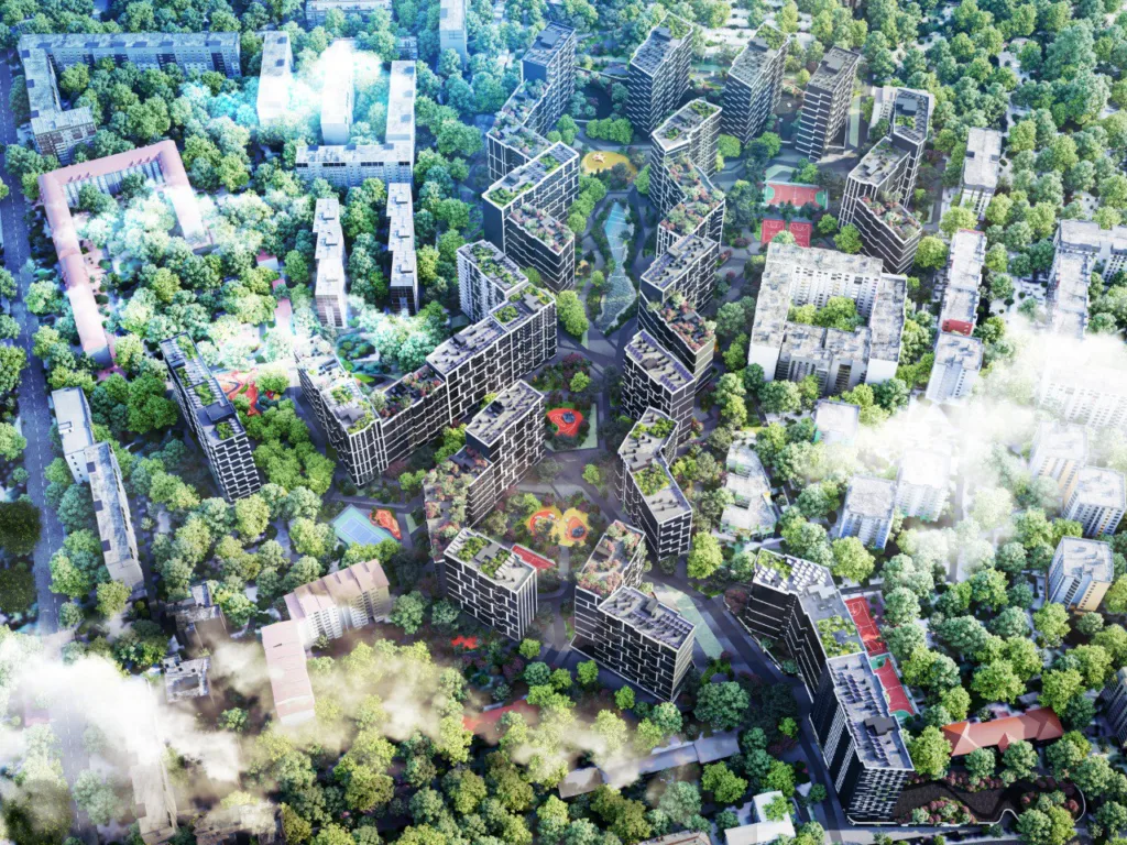 Сучасний житловий комплекс серед зелених насаджень