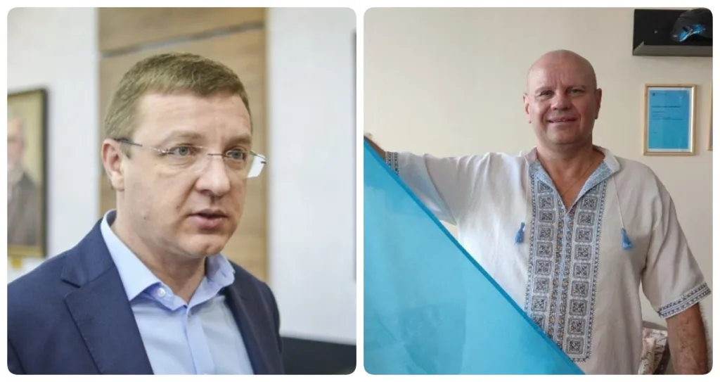 Двоє чоловіків у діловому та національному одязі