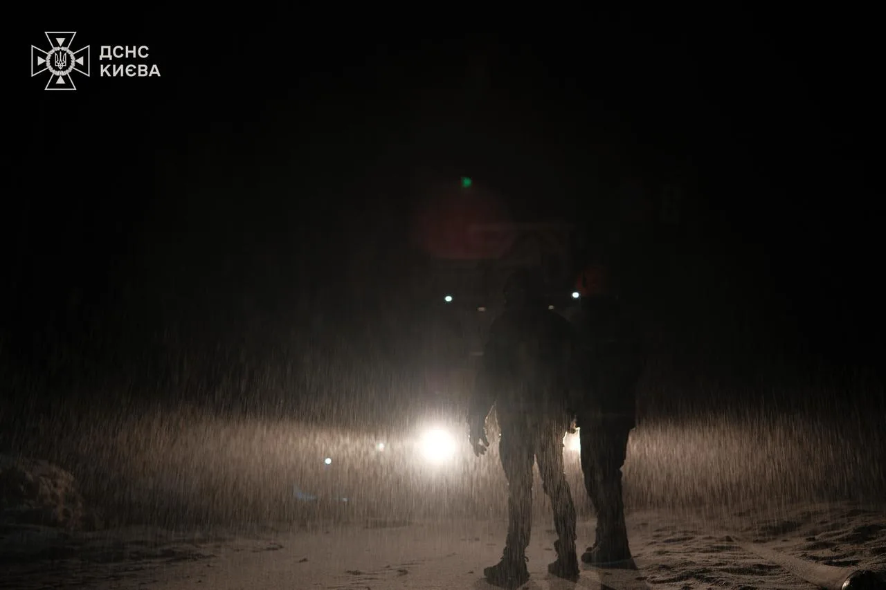 Рятувальники працюють уночі під час снігопаду