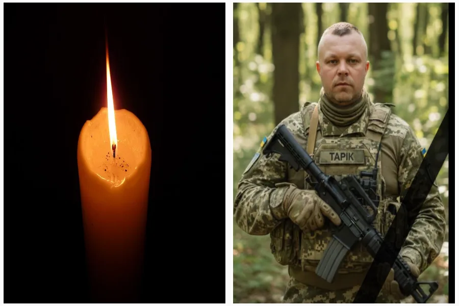 Свічка пам’яті та український військовий у лісі