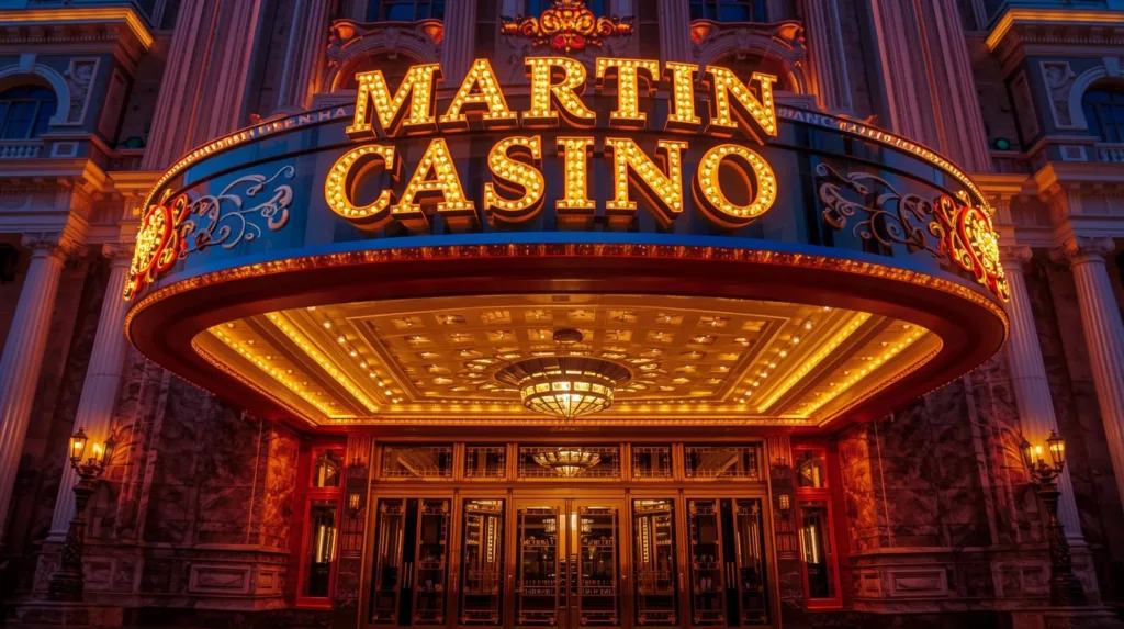 Вхід до казино з яскравим освітленням