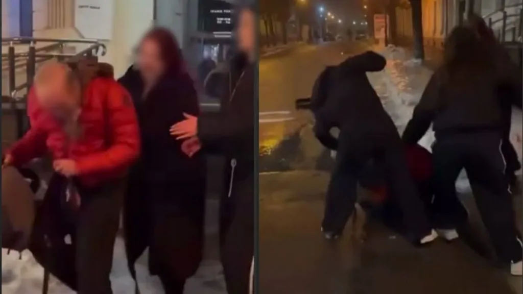 Бійка між людьми на вулиці вночі