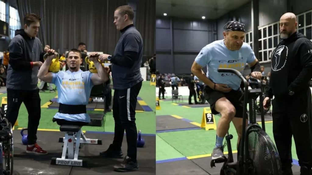 Спортсмени з інвалідністю тренуються у спортзалі