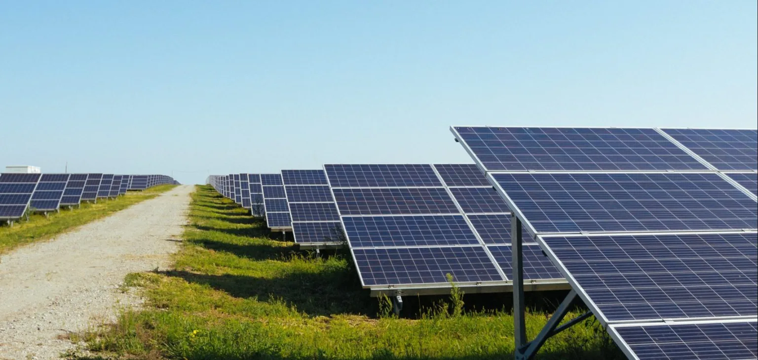 Сонячні панелі на зеленому полі