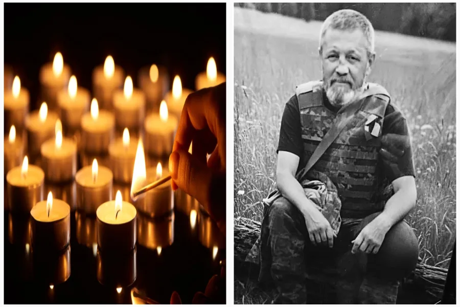 Свічки пам’яті та військовий у камуфляжі