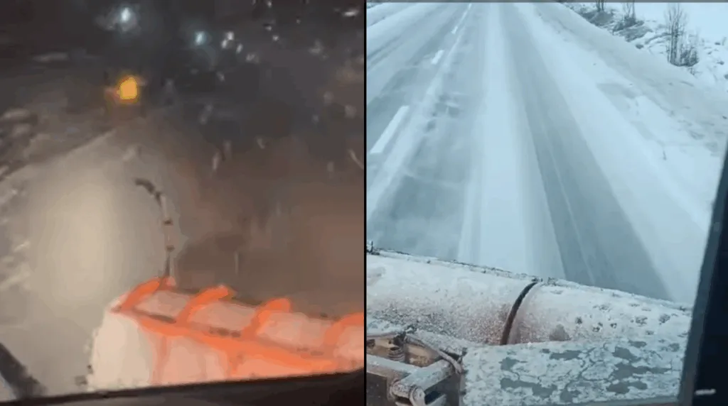 Снігоочисна техніка прибирає засніжену дорогу