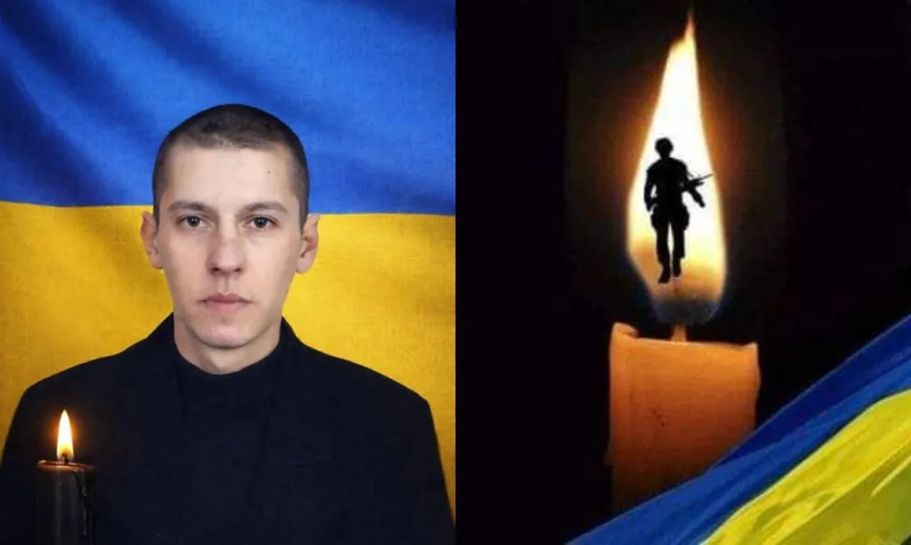 Вшанування пам’яті українського військового зі свічкою